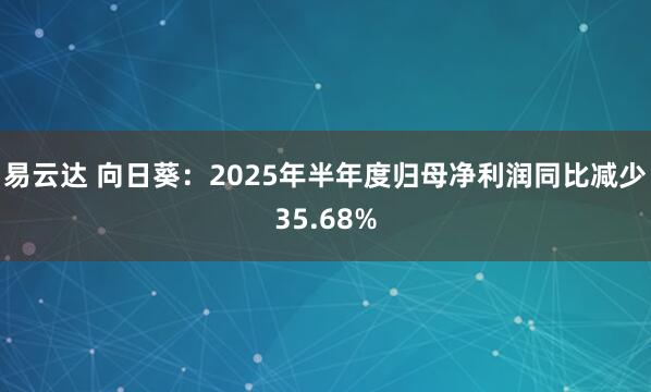 易云达 向日葵:2025年半年度归母净利润同比减少35.68%