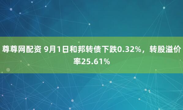 尊尊网配资 9月1日和邦转债下跌0.32%，转股溢价率25.61%